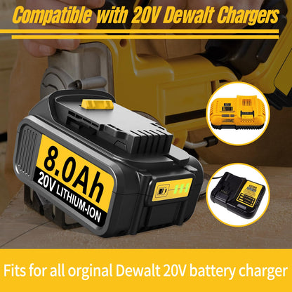 Blawhi 2-Pack 20V 8Ah Batteries Replacement for DeWalt 20V Battery, Compatible with Dewalt Battery 20v DCB200 DCB203 DCB204 DCB210 and Cordless Power Tools with Led Indicator - WoodArtSupply