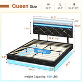 Hasuit Modern Queen Floating Bed Frame with LED Lights & Built-in Charging Station Hasuit