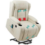 Best Choice Products PU Leather Electric Power Lift Chair, Recliner Massage Chair, Adjustable Furniture for Back, Legs w/ 3 Positions, USB Port, Heat, Cupholders, Easy-to-Reach Side Button - Beige Best Choice Products