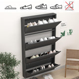 GREATMEET Black Shoe Cabinet Storage for Entryway, Narrow Shoe Cabinet for Entryway Slim, Wall Mounted Metal Hidden Shoe Organizer with 4 Flip Drawers GREATMEET
