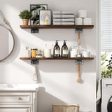 Alsonerbay 36 Inch Floating Shelves for Wall Storage, Wooden Wall Shelves Large Rustic Shelves for Bathroom, Living Room, Bedroom (2 Pack, Dark Brown) Alsonerbay