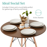 Best Choice Products 5-Piece Dining Set, Compact Mid-Century Modern Table & Chair Set for Home, Apartment w/ 4 Chairs, Plastic Seats, Wooden Legs, Metal Frame - Brown/Oak Best Choice Products
