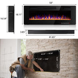 Vitesse 50 inch Ultra-Thin Electric Fireplace in-Wall Recessed and Wall Mounted Linear Fireplace Heater with Multicolor Flame,Timer,Low Noise,750/1500W,Touch Screen & Remote Control(50’’) VITESSE