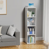 Nestwise 4 Tier Bookshelf, Freestanding Corner Storage Shelve Book Case for Narrow Space, 4 Cube Storage Organizer Small Bookcase for Home Office Living Room (White, 4 Cube) Nestwise