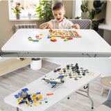 Bonnlo Folding Table 6ft, Portable Collapsible Plastic White Long Tables for Party, Camping, Banquet, Craft, Dining, Wedding, Outdoor and Indoor Use Bonnlo