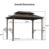 PURPLE LEAF 6.5' X 10' Hardtop Grill Gazebo for Patio Permanent Metal Roof with 2 Side Shelves Deck Yard Tent Aluminum Garden Outside Sun Shade Outdoor BBQ Canopy PURPLE LEAF
