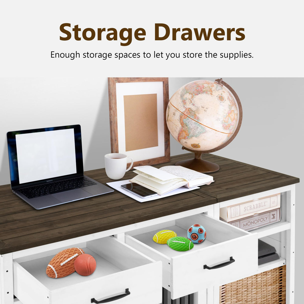 Lovupet Solid Wood Dog Crate Furniture, Medium Dog Cage with Adjustable Shelf and Storage Cabinet, 1775 Lovupet