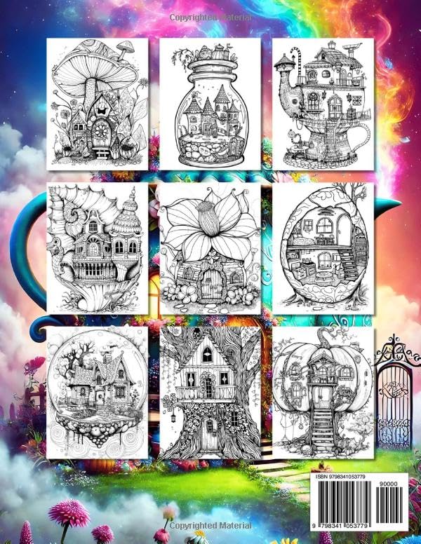 Fantasy Homes Adult Coloring Book: Enchanting Designs with Magical Houses of Fairies and Gnomes for Relaxation and Mindfulness