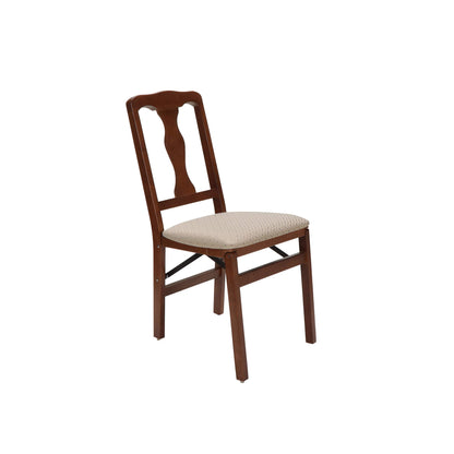 Meco STAKMORE Queen Anne Folding Chair Cherry Finish, Set of 2, - WoodArtSupply