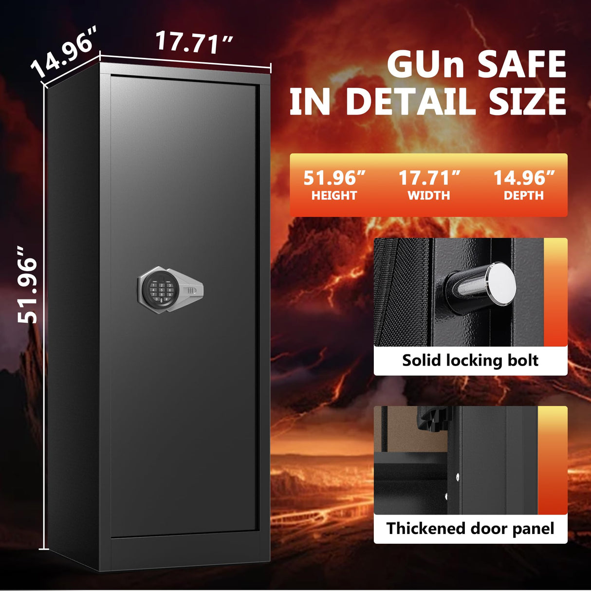 HEANVO 10-14 Gun Cabinet,Large Gun Safe for Rifles and Pistols,Shotgun Safe,Gun Safes for Rifle and Password Lock,Gun Cabinet for Home with Adjustable Shelves with Dual Alarm & Mute Mode HEANVO