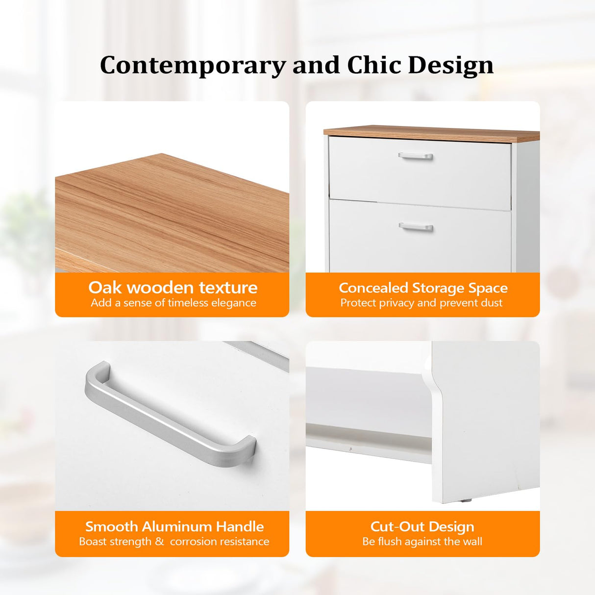 VINGLI Shoe Cabinet Storage for Entryway Slim, Narrow Shoe Cabinet for Front Door Entrance,Entryway Modern White Wood Shoes Rack Organizer for Closet,Freestanding Rack with 2 Flip &1Drop-Down Drawers VINGLI