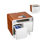 Sobro Smart Side/Nightstand Table - with Cooling Drawer, Wireless Charging, Bluetooth Speakers, USB-C and 120V outlets, LED Light, Wood/White sobro
