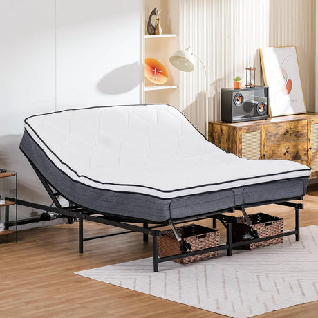 COMHOMA Adjustable Bed Frame Queen, Independent Head and Foot Incline, Adjustable Electric Bed Base with Remote Control, Easy Installation (King (U.S. Standard)) COMHOMA