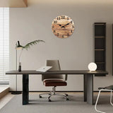 XNM Round Wood Wall Clock for Kitchen 12 Inch Farmhouse Small Wall Clocks Battery Operated Brown Wall Clock Silent (MDF No Solid Wood) XNM