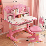 ZTGD Kids Adjustable Study Desk & Chair Set w/Storage,Drawers,Bookshelf,Child Toddler Writing Homework Table,Little Girl Work Computer Desk,Princess Preschool Desk,Escritorio Mesas para Niña (Pink A) ZTGD