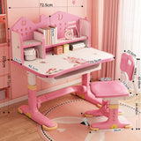 Kids Desk and Chair Set, Kids Functional Desk and Chair Set for Kids 6-12, Height Adjustable Children Study Desk, 2024 Upgraded Writing Study Table, Suitable Gift for Girls Boys (Pink) Shulemin
