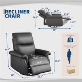 IDEALHOUSE Manual Recliner Chair, 360° Swivel Rocker Glider Recliner with Padded Armrests, Modern PU Leather Upholstered Reclining Chair for Living Room Bedroom and Nursery (Black) IDEALHOUSE