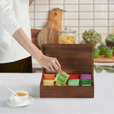 Acacia Wood Tea Bag Organizer, 8 Compartments Tea Box Organizer Storage Box, Tea Box for Tea Bags Chest, Tea Bag Holder with Magnetic Lid for Beverage Supplies, Sugar, Sweeteners, Individual Packets VOSEPO