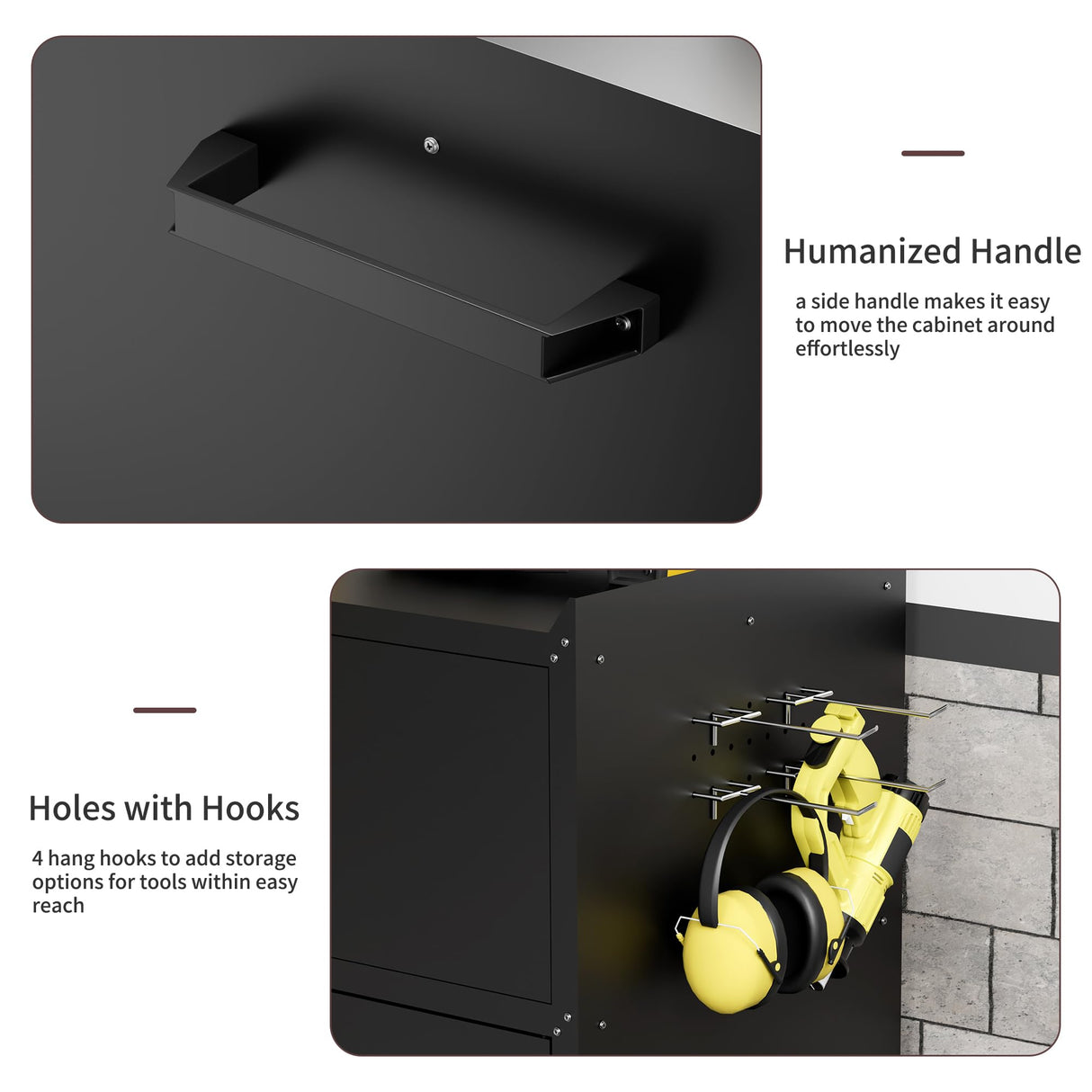 LCAOPC Metal Storage Cabinet with Wheels, Lockable Garage Cabinet with Wheels, Tool Cabinet on Wheels, Metal Rolling Utility Cabinet for Home, Office, Garage and Workshop, Black LCAOPC