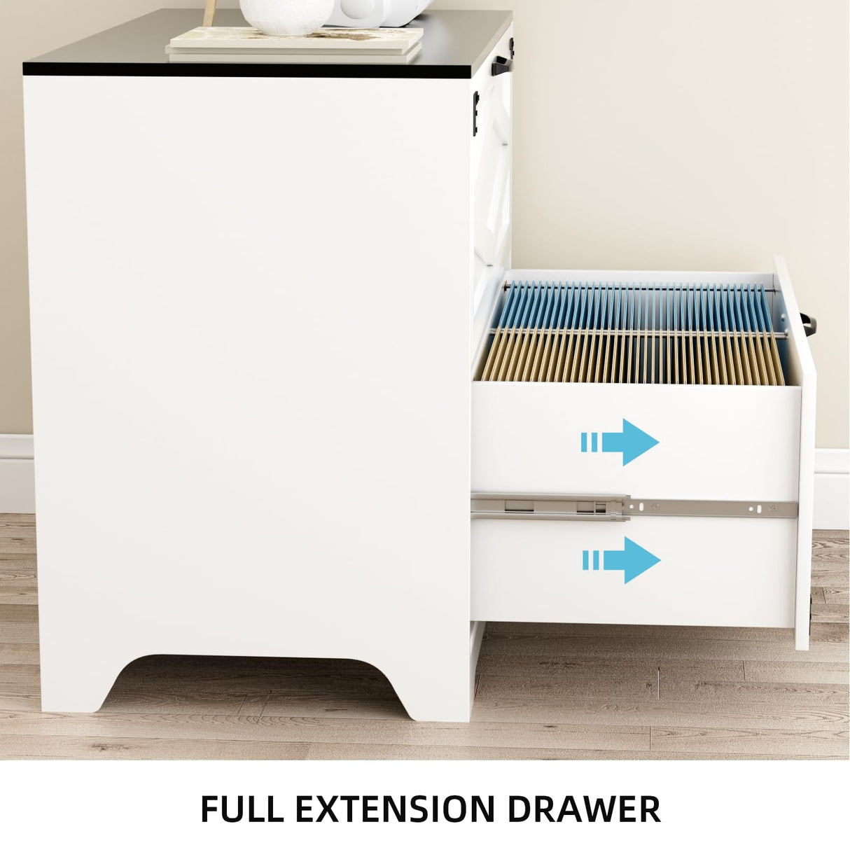 VOWNER 2 Drawer Farmhouse File Cabinet, Wood Lateral Filing Cabinet for Home Office, Large File Storage Printer Stand for A4/Letter Size Files, with Anti-tilt Mechanism, 35" W x 20" D x 29" H, White VOWNER