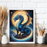 Ekuxom Dragon Diamond Art Kits for Adults, 5D Moonlight Diamond Painting Kits for Adults, DIY Full Round Drill Diamond Dot Gem Art for Craft Home Wall Decor Gift 12x16 inch Ekuxom