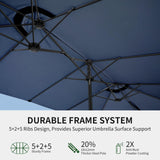 OLILAWN 15ft Large Patio Umbrella with Base Included, Outdoor Double-Sided Rectangle Market Umbrella Table Umbrella with Aluminium Crank, 12 Sturdy Ribs, for Pool Deck Porch Backyard Garden,Navy Blue OLILAWN