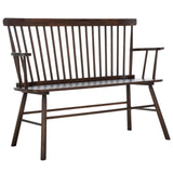 SAFAVIEH Home Collection Addison Farmhouse Dark Walnut Solid Wood Windsor Spindle Loveseat Bench Safavieh