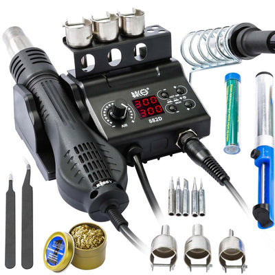 BACOENG 2 in 1 882D Soldering Iron Hot Air Rework Station with LED Display and ℉/℃ Conversion