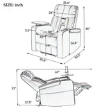 Electric Recliner Chair with USB Charge Port, 360 Swivel Tray Table, Hand in-Arm Storage,2 Cup Holders, Ambient Lighting and Metal Cell Phone Stand- Gaming Recliner Chair Home Theater Seating (Black) Merax