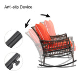 CIRMUBUY 6-Piece Patio Furniture Set,Outdoor Rocking Chairs Set of 2, Patio Conversation Set with 4 Wicker Chairs with 2 Glass Coffee Tables and Cushions for Backyard, Bistro (Carrot) CIRMUBUY