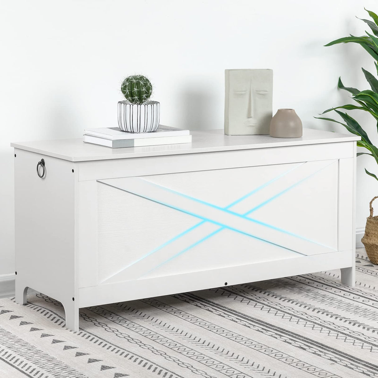 MAHANCRIS 39.4" Toy Chest, Sturdy Entryway Storage Chest with Safety Hinges, Retro Toy Box, Wooden Look Accent Furniture for Living Room, Bedroom, White SCWT48101Z1 MAHANCRIS