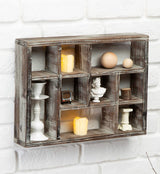 J JACKCUBE DESIGN Rustic Multi-Slot Shelf Cube Display 9 Compartment Shadow Box Wall mountable Shelf for Collection Square Freestanding Case Farmhouse Décor - MK570A (Rustic Wood) J JACKCUBE DESIGN