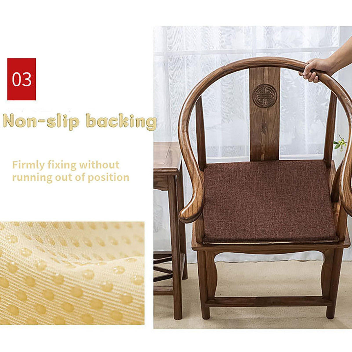 BK&MF Thicken Chinese Style Seat Cushions with backrest,Traditional Sponge Sofa Red Wooden Armchair Chair Cushion Seat Pad for Home Decor,C,40x40x3cm(16x16x1inch) BK&MF