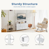 DUMOS TV Stand Dresser for Bedroom Entertainment Center with 5 Fabric Drawers Storage Organizers Units, Media Console Table with Open Shelf up for 45" Television for Living Room, Dorm, White DUMOS