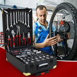 899pcs Home Repair Tool Set Kit for Men, Toolbox Storage Case with 4 Drawers, General Household Tool Kit with Rolling Tool Box, Tool Set Kit for Maintenance, Garden, Homeowner, Handyman -Black Buzleer