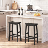HOOBRO Bar Stool,Set of 2 Bar Stools, Bamboo Bar Chairs, 26 Inches Kitchen Counter Stools with Footrest, Saddle Stools, for Living Room, Dining Room, Party Room, Industrial Style, Black BB03MD01G2 HOOBRO