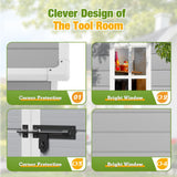 Greesum 5' x 4' Resin Weather Resistant Outdoor Storage Shed with Floor for Garden,Backyard,Pool Tool, Light Grey Greesum