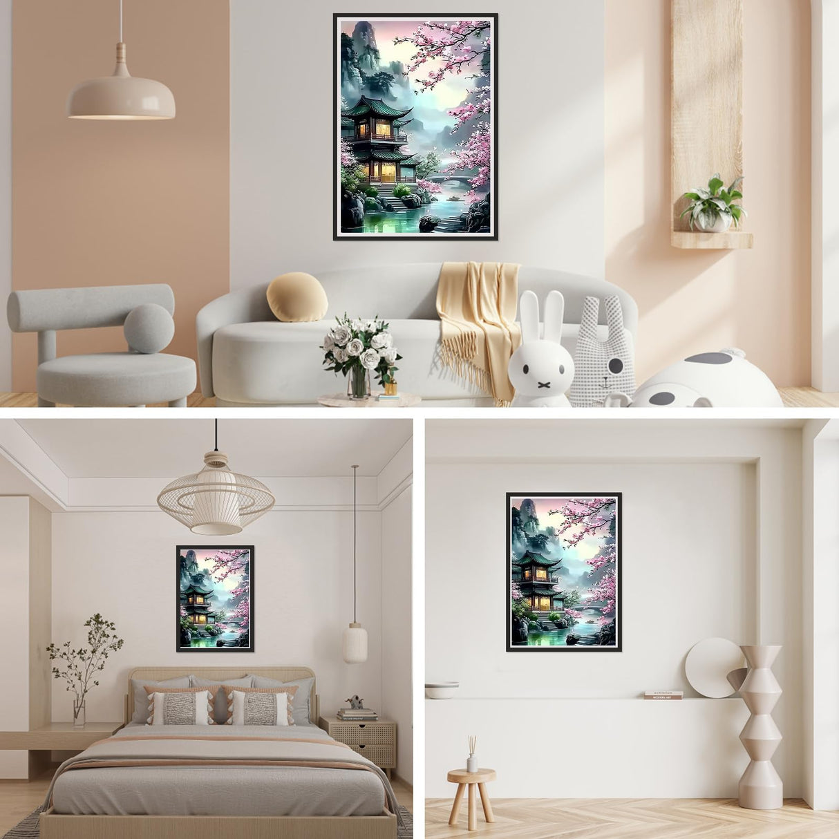 SENQAO Flowers Landscape Diamond Art Kits for Adults - Cherry Blossom Diamond Painting Kits DIY 5D Full Drill Diamond Dots Paintings with Diamonds Gem Art and Crafts for Home Decor 12x16 Inch SENQAO