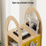 PulSpeed 360° Rotating Bookshelf 59" Tall - 4-Tier Solid Beech Wood & Iron Shelf DIY Pegboard, Anti-Tip Design Heavy Duty Storage for Small Space/Office/Living Room/Nursery/Apartment/Kid's Room PulSpeed