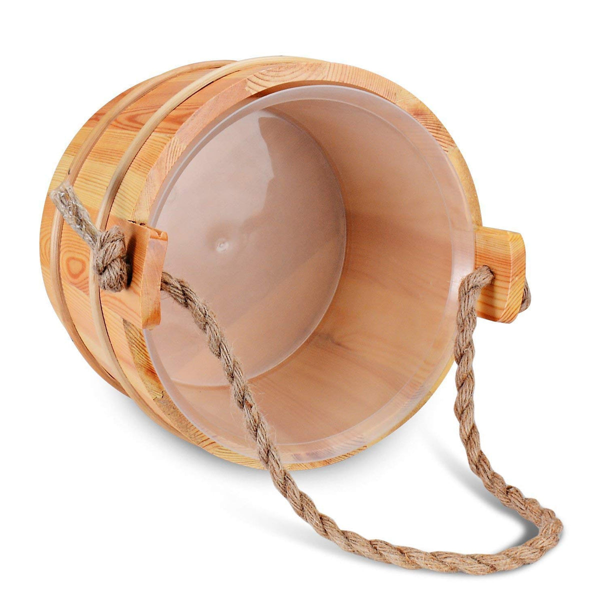 Bestnewie Sauna Bucket with Ladle Handmade Wooden Sauna Bucket Sauna Spa Accessory - 5 Liter (1.3 Gallon) Sauna Bucket with Felt Sauna Hat and Sauna Seat Pad Bestnewie
