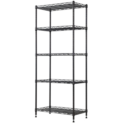 REGILLER 5-Wire Shelving Metal Storage Rack Adjustable Shelves, Standing Storage Shelf Units for Laundry Bathroom Kitchen Pantry Closet (Black, 21.2L x 11.8W x 53.5H)