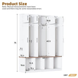 Merax Hall Tree with Entryway Bench and Shoe Cabinet, Multi-Functional Seating Bench with 4 Hanging Hooks and 8 Doors, White Merax