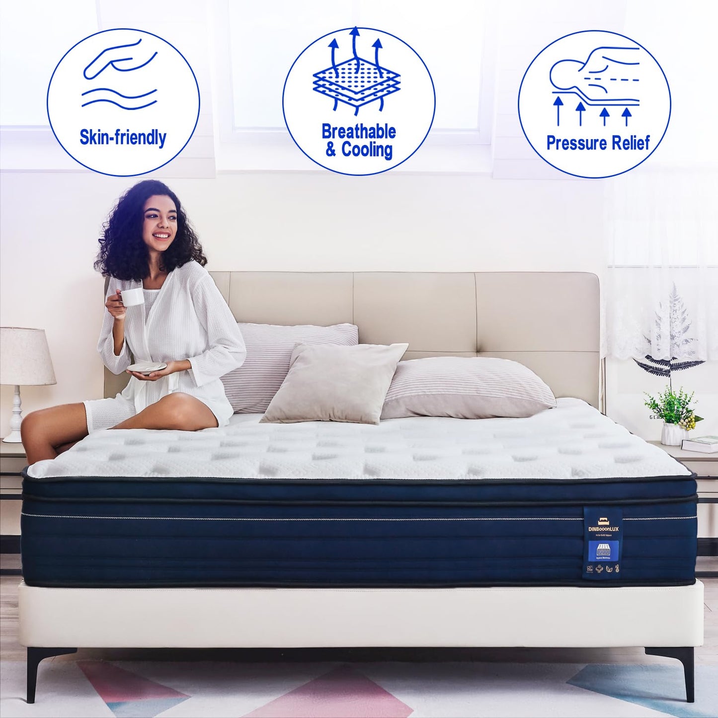 King Mattress,14 Inch Gel Memory Foam Hybrid Mattress in a Box,Motion Isolation Individually Wrapped Pocket Coils,Pressure Relief,Back Pain Relief,Breathable,Non-Fiberglass King Size Mattress