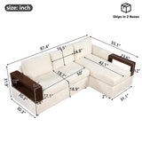 Christopher Knight Home Davinz 87.4" L-Shaped Sectional Sofa, Chenille 3 Seater Couch, Sectional Couches with Chaise Lounge, Upholstered Sofa Couch with Reversible Armrests for Living Room, Beige Christopher Knight Home