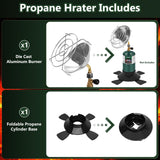 Portable Heater for Camping Outdoor Space Propane Heater 6200BTU Power with Control Valve Patio Heater Cordless 1lb Small Propane Gas Tank Holder Tent Garage Fishing stove buddy Hotdevil