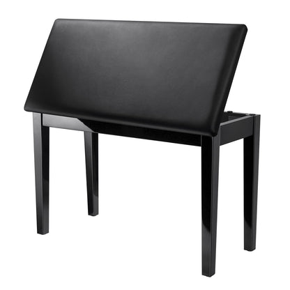 Donner Duet Piano Bench with Storage, Solid Wooden Keyboard Bench Piano Bookcase Stool Chair Seat with High-Density Sponges Padded Cushion, Black