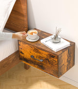 Adowes Floating Nightstand Shelf with Drawer, Wall Mounted Nightstand, Floating Drawer for Wall, Small Nightstand with Drawer, Floating Bedside Shelf for Bedroom, Rustic Brown Adowes