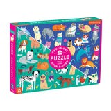 Mudpuppy Cats and Dogs Double-Sided Puzzle, 100 Pieces, 22”x16.5” – Perfect Family Puzzle for Ages 6+ - Colorful Illustrations of Dogs on One Side and Cats on the Other – Two Fun Puzzles in One Box Mudpuppy