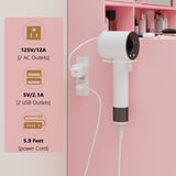 Wodeer Makeup Vanity Desk with Mirror and Lights,Vanity Table Set with Charging Station,Glass Tabletop and RGB Cabinets,Dressing Table with Jewellery Organizers Drawers for Bedroom,Pink Wodeer