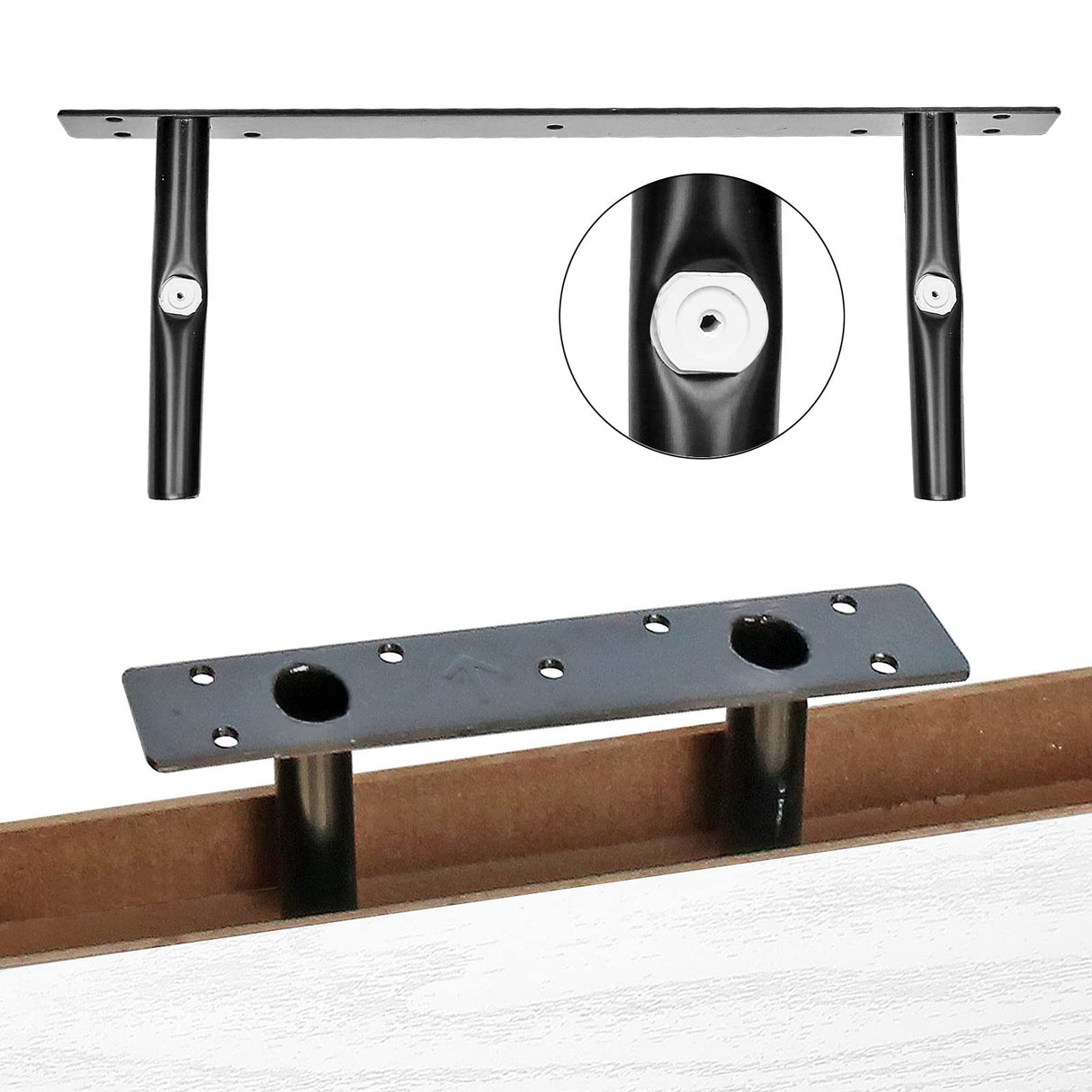 QEEIG ‎Bathroom Shelves Over Toilet - Paper Storage Wall Mounted Farmhouse Decor Decorations Aesthetic Décor Sign Small Floating Shelf 2+1 Set 16 inch, White and Black (020WB) QEEIG